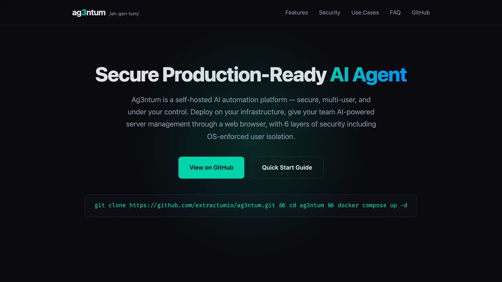 AG3NTUM — secure, production-ready self-hosted AI agent platform