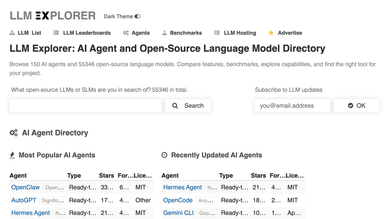 LLM Explorer — directory of open-source language models and AI agents